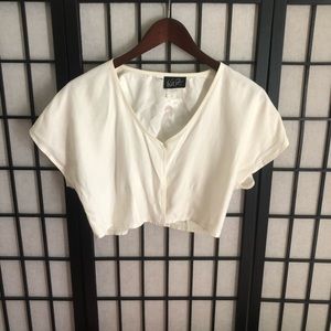 Cropped Short Sleeve Top w/ Open Front